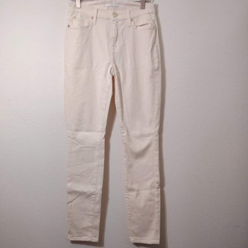 7 For All Mankind Pale Yellow Skinny Jeans 25